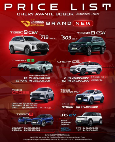 Pricelist Harga Chery dramaga 2025